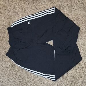 Adidas Primegreen windbreaker black joggers with white stripes. 90's retro